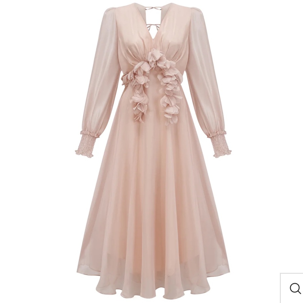 Chic Long Sleeve Blush Dress